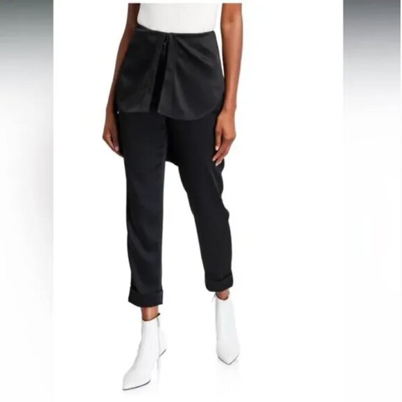 Hellessy Pants - Hellessy Black Kooning satin trousers with shirttail overlay, size 4